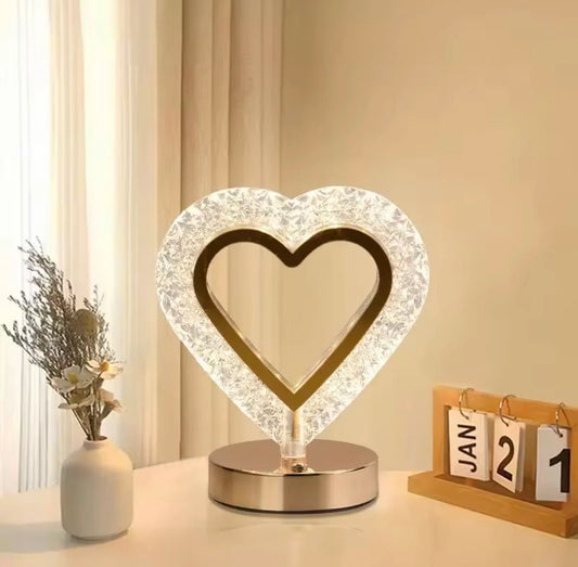 Heart-Shaped Crystal Touch Lamp – Romantic LED Ambient Light (USB Rechargeable) | LumeDecor