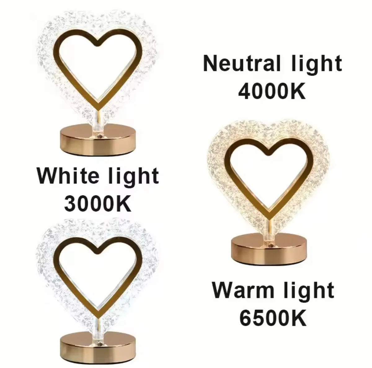 Heart-Shaped Crystal Touch Lamp – Romantic LED Ambient Light (USB Rechargeable) | LumeDecor
