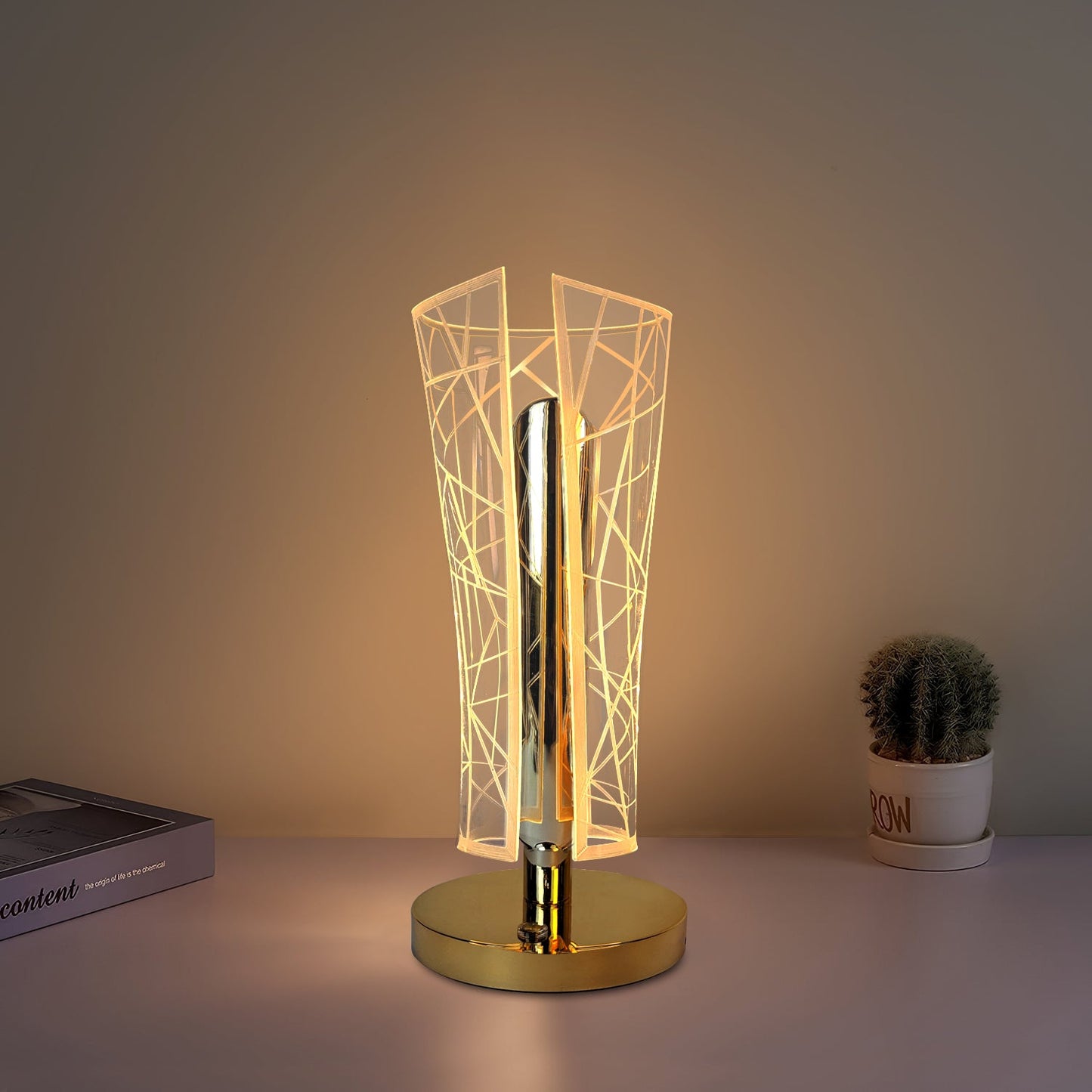 Modern LED Crystal Table Lamp with USB Charging Support- Elegant & Energy-Efficient Design