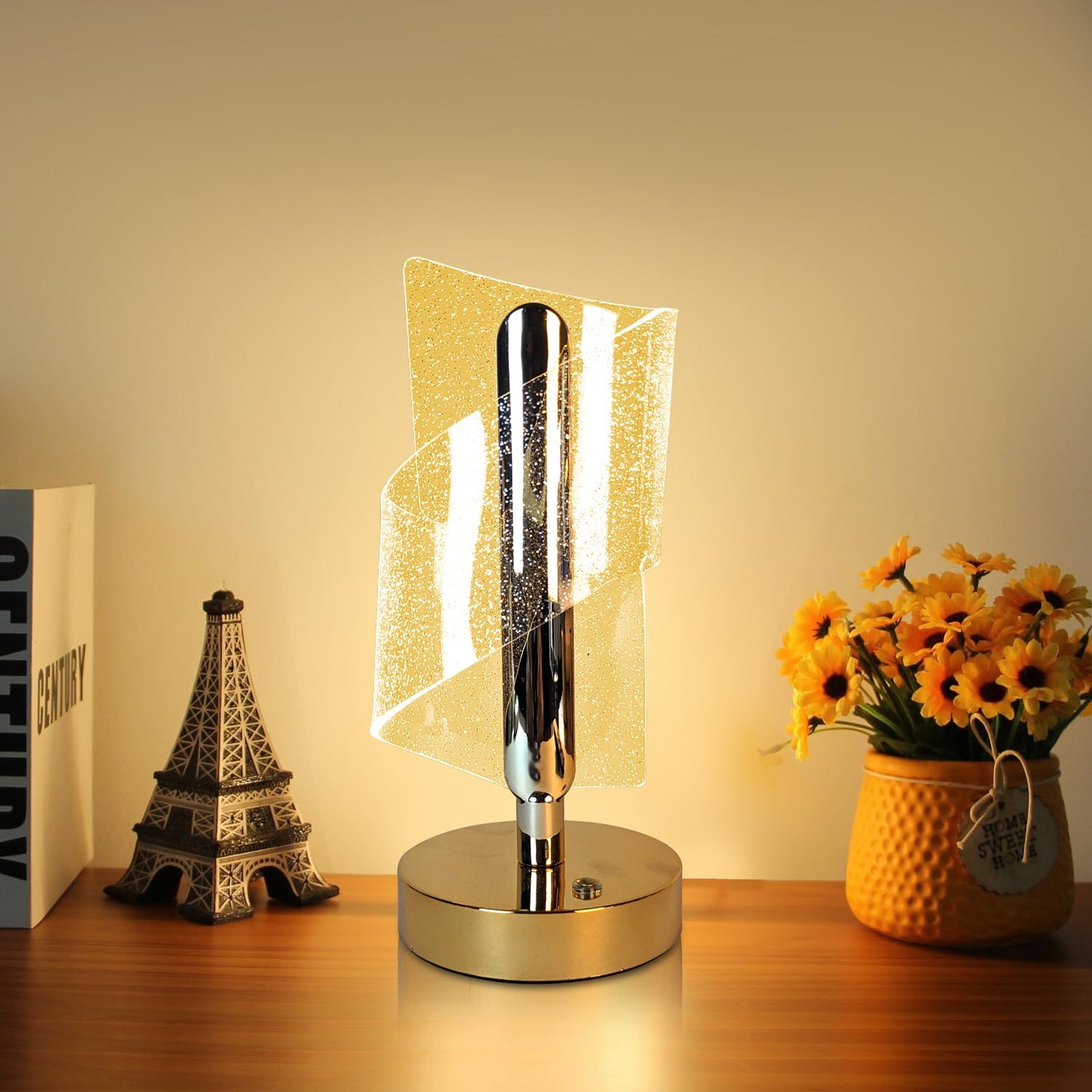Modern LED Crystal Table Lamp with USB Charging Support- Elegant & Energy-Efficient Design