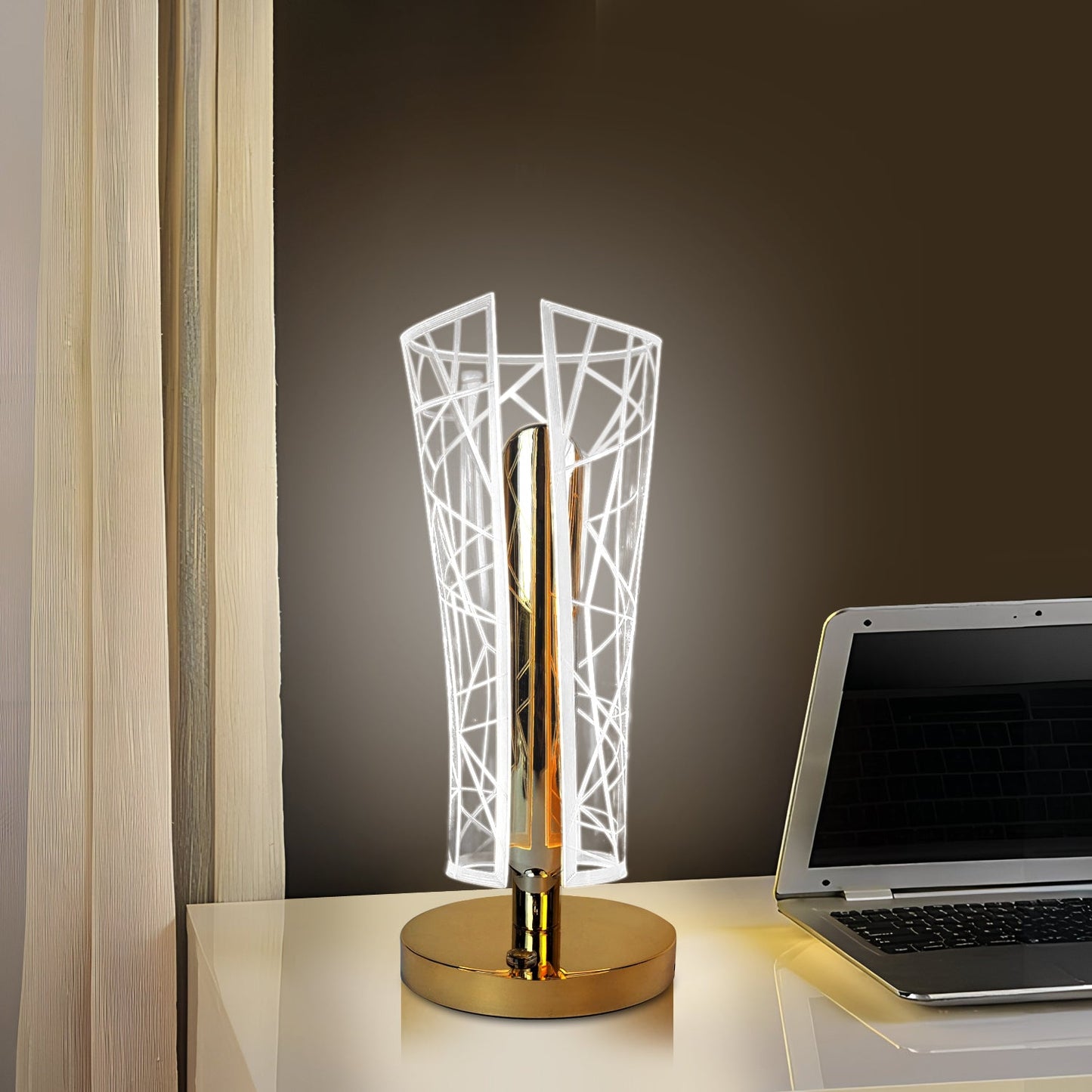 Modern LED Crystal Table Lamp with USB Charging Support- Elegant & Energy-Efficient Design