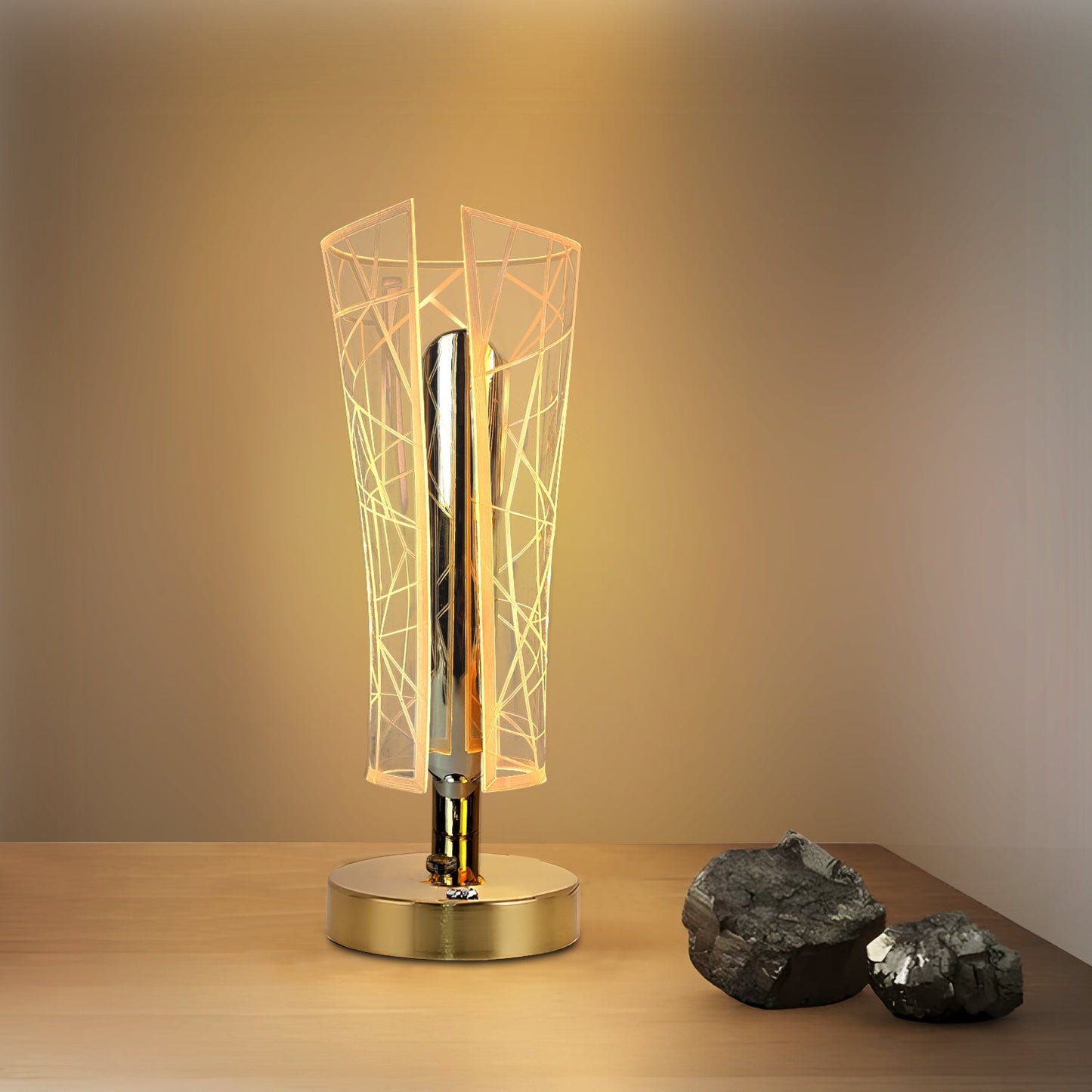 Modern LED Crystal Table Lamp with USB Charging Support- Elegant & Energy-Efficient Design