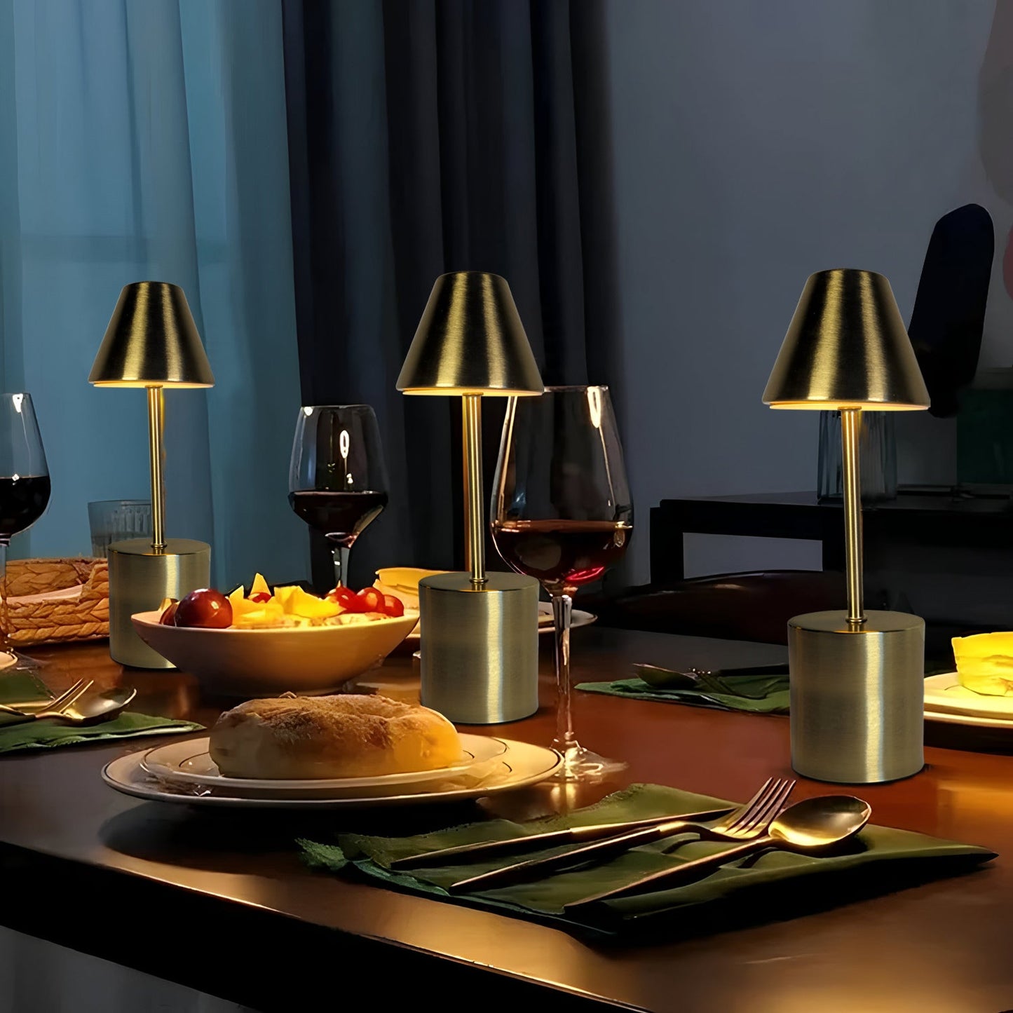 Rechargeable Retro-Style Longneck Metal Touch Lamps Perfect for Restaurants and Home Decor