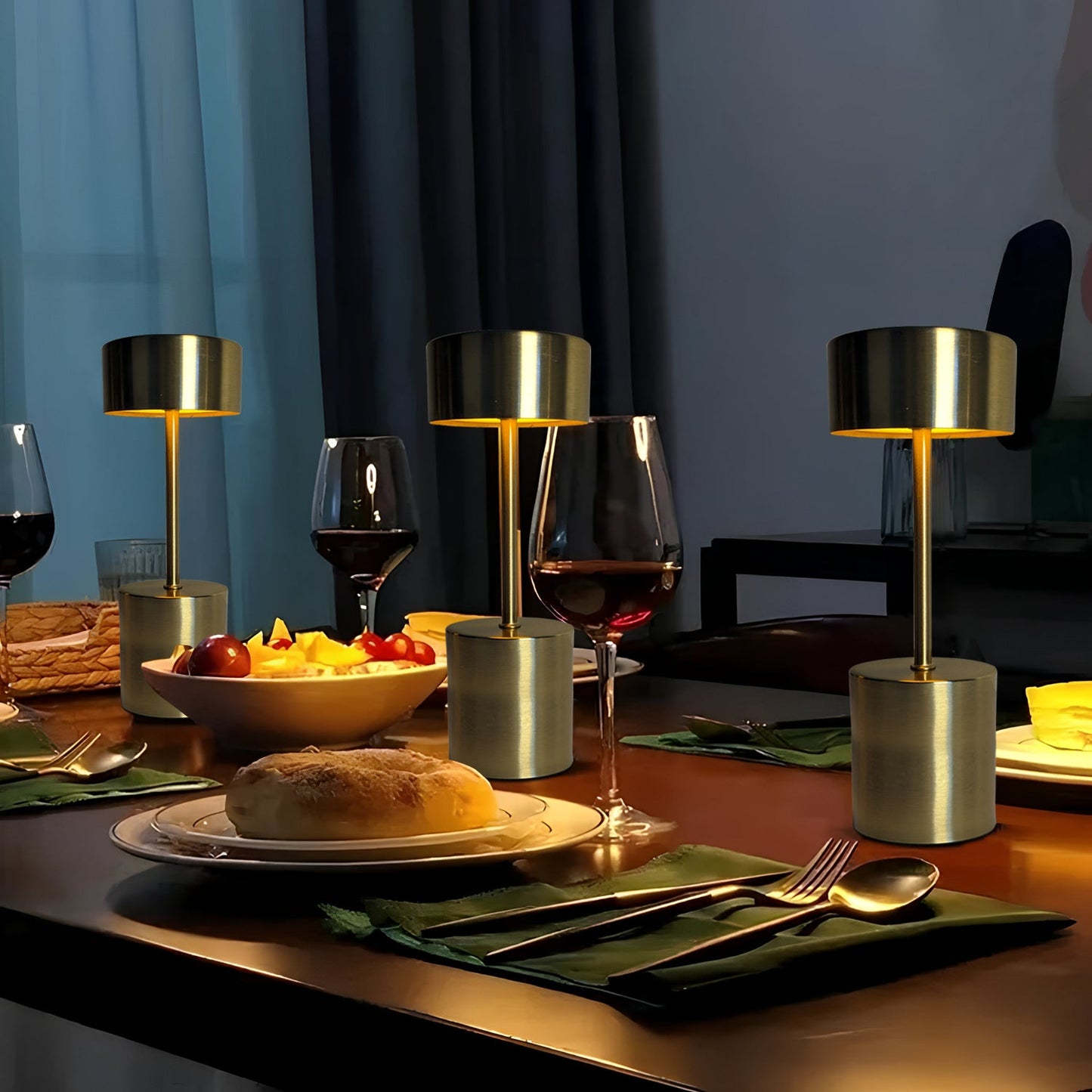 Rechargeable Retro-Style Longneck Metal Touch Lamps Perfect for Restaurants and Home Decor