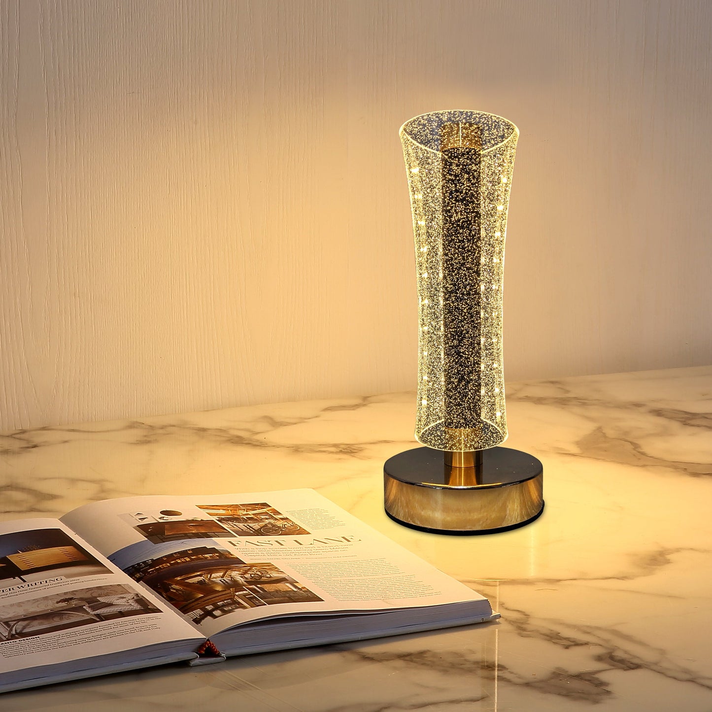 Modern LED Crystal Table Lamp with USB Charging Support- Elegant & Energy-Efficient Design