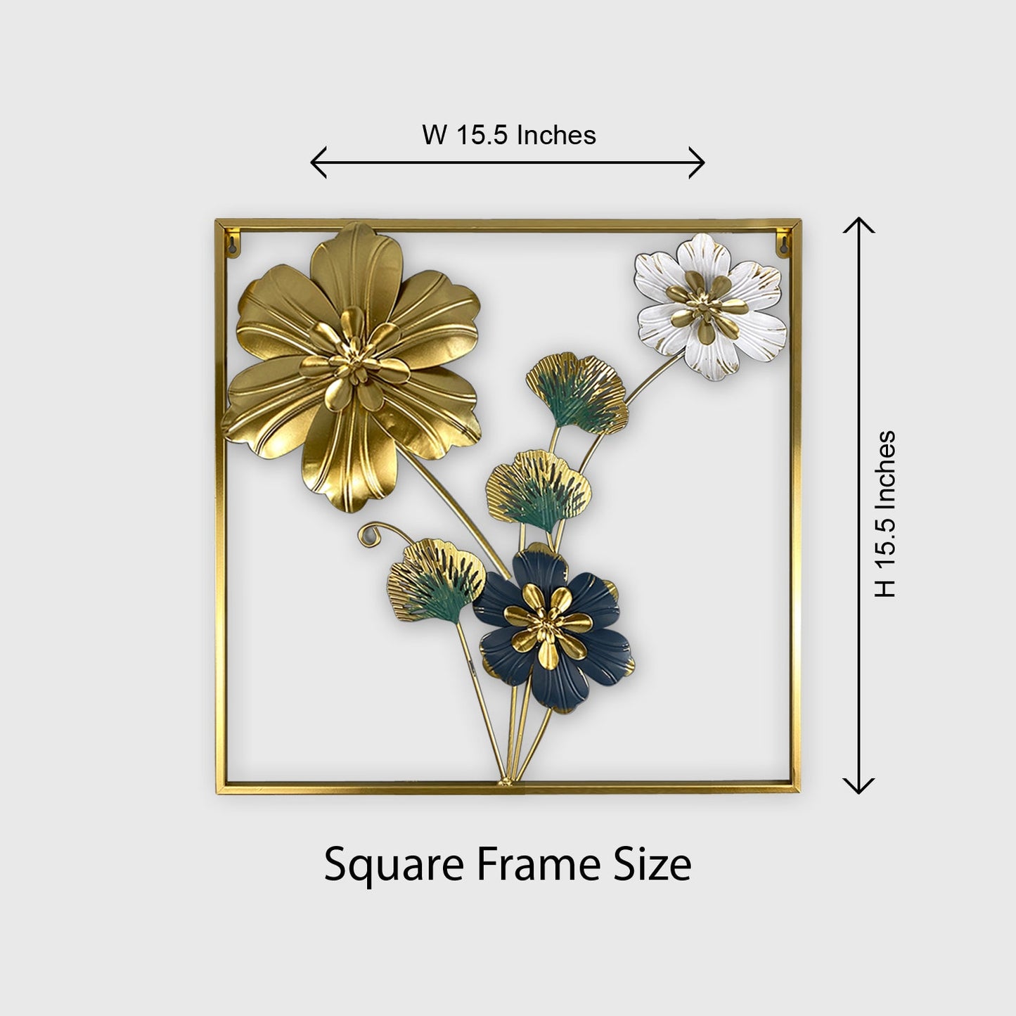 Square 3D Metal Flower Frame Wall Art - Decorative Frame for Home & Office in Multiple Sizes