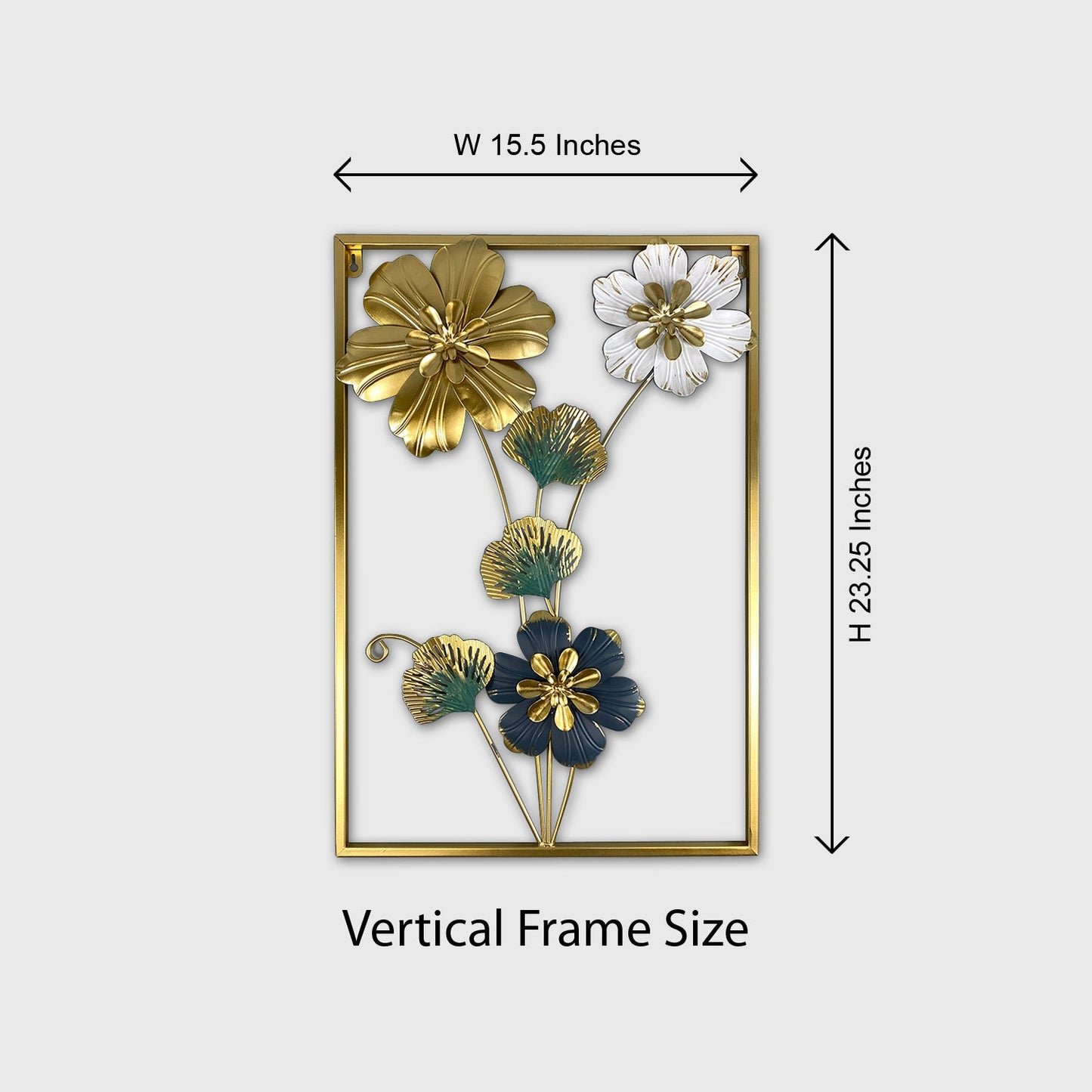 Rectangle 3D Metal Flower Frame Wall Art - Decorative Frame for Home & Office