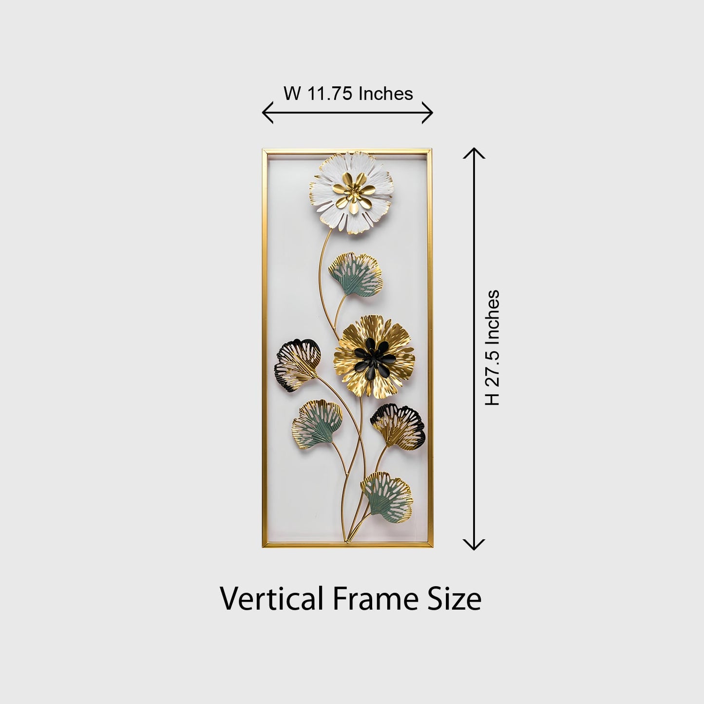 Rectangle 3D Metal Flower Frame Wall Art - Decorative Frame for Home & Office