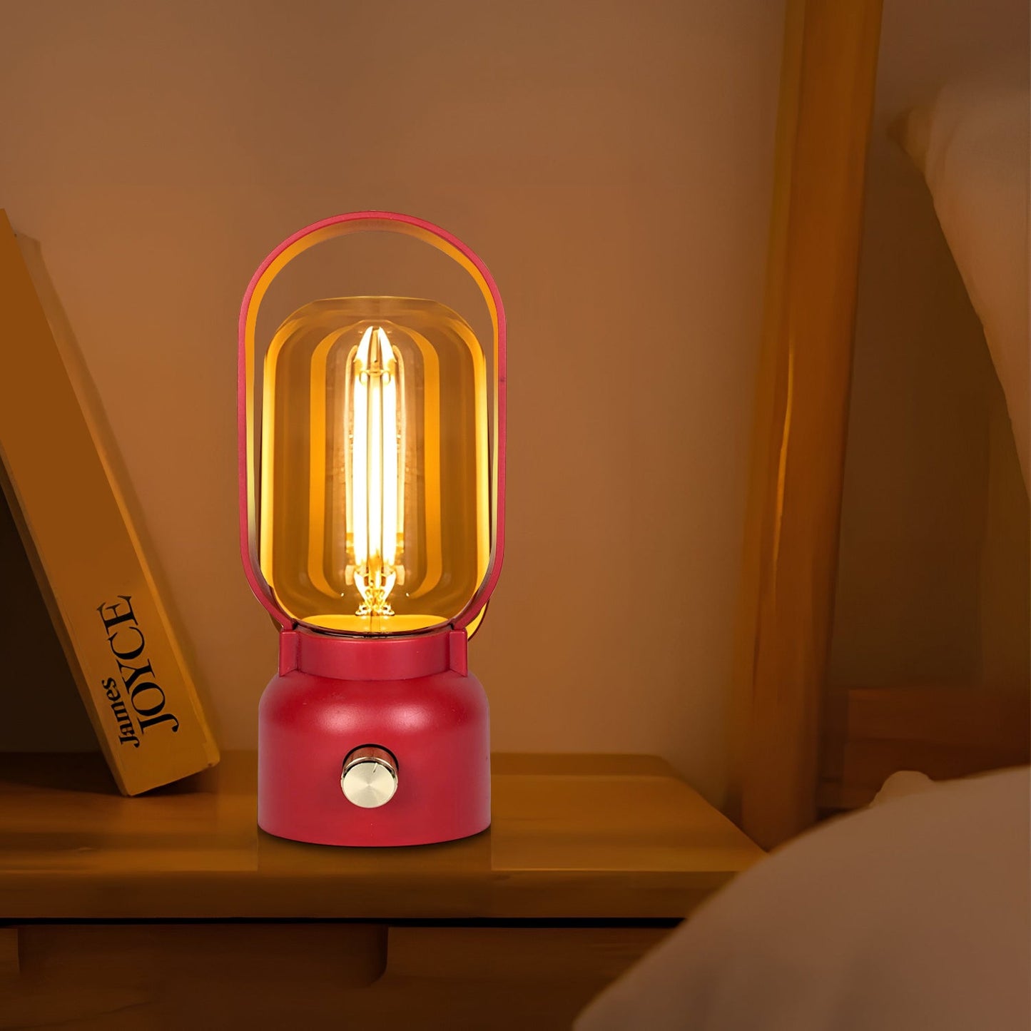 Vintage-Style Dimmable LED Lantern Lamp – Portable Rechargeable Table Light