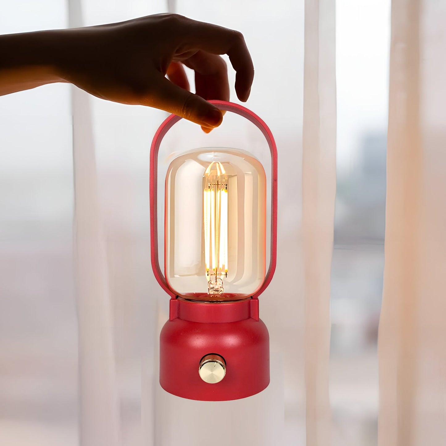 Vintage-Style Dimmable LED Lantern Lamp – Portable Rechargeable Table Light