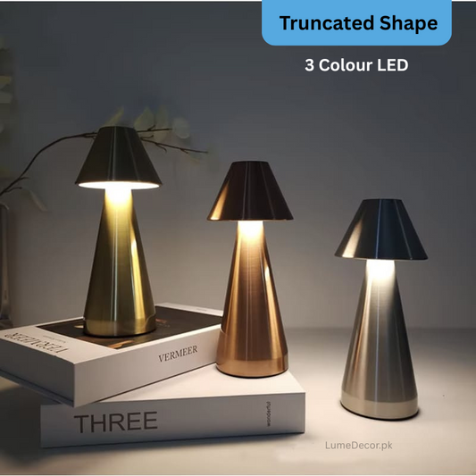 Truncated Cone Retro LED Desk Lamp with Rechargeable Battery and Straight Base | LumeDecor