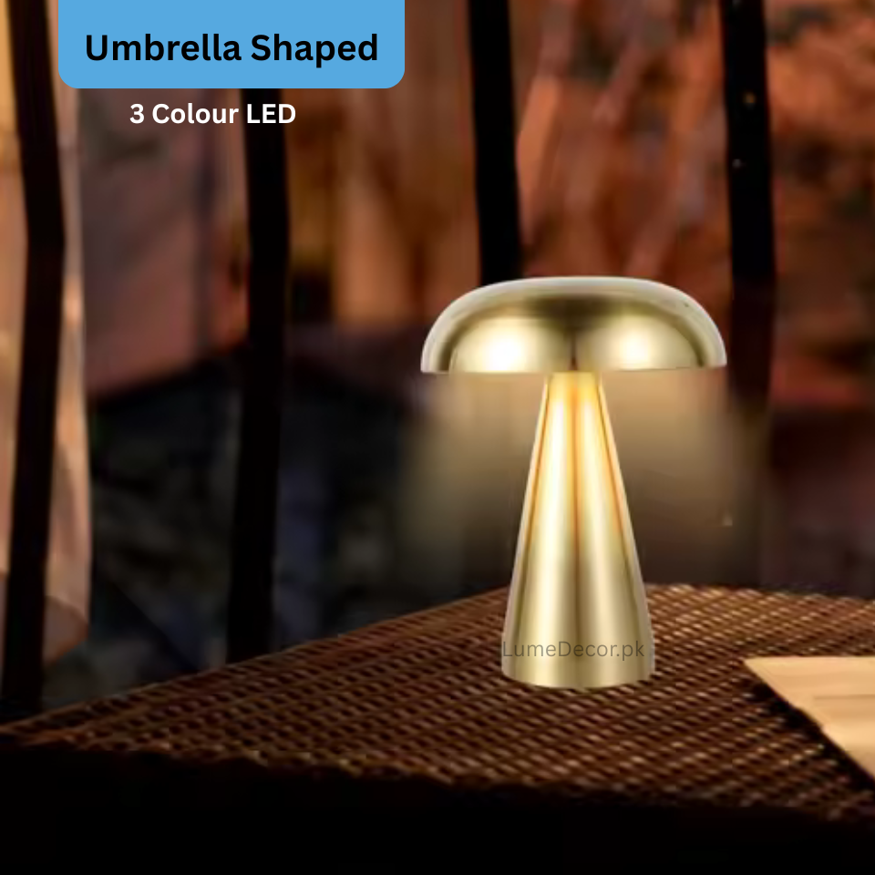 Umbrella Mushroom Shape LED Table Lamp with Rechargeable Battery | LumeDecor