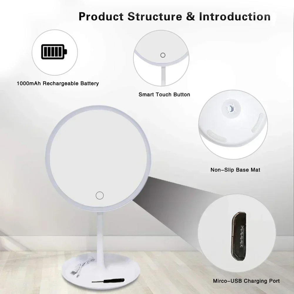 LED Makeup Mirror with Storage Tray – HD Mirror with Light & Organizer
