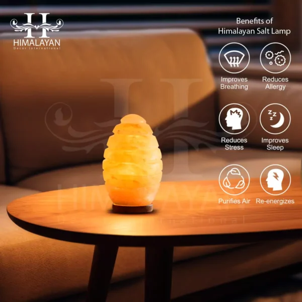 Egg Shape Lines Crystal Salt Lamp