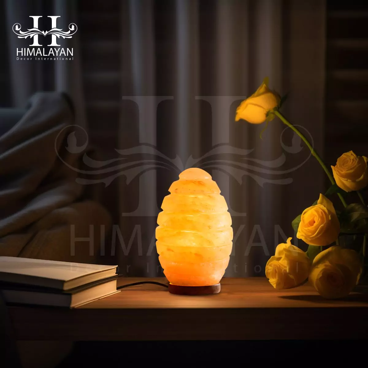 Egg Shape Lines Crystal Salt Lamp