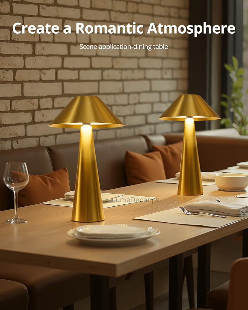 Truncated Cone Retro LED Desk Lamp with Rechargeable Battery and Straight Base | LumeDecor