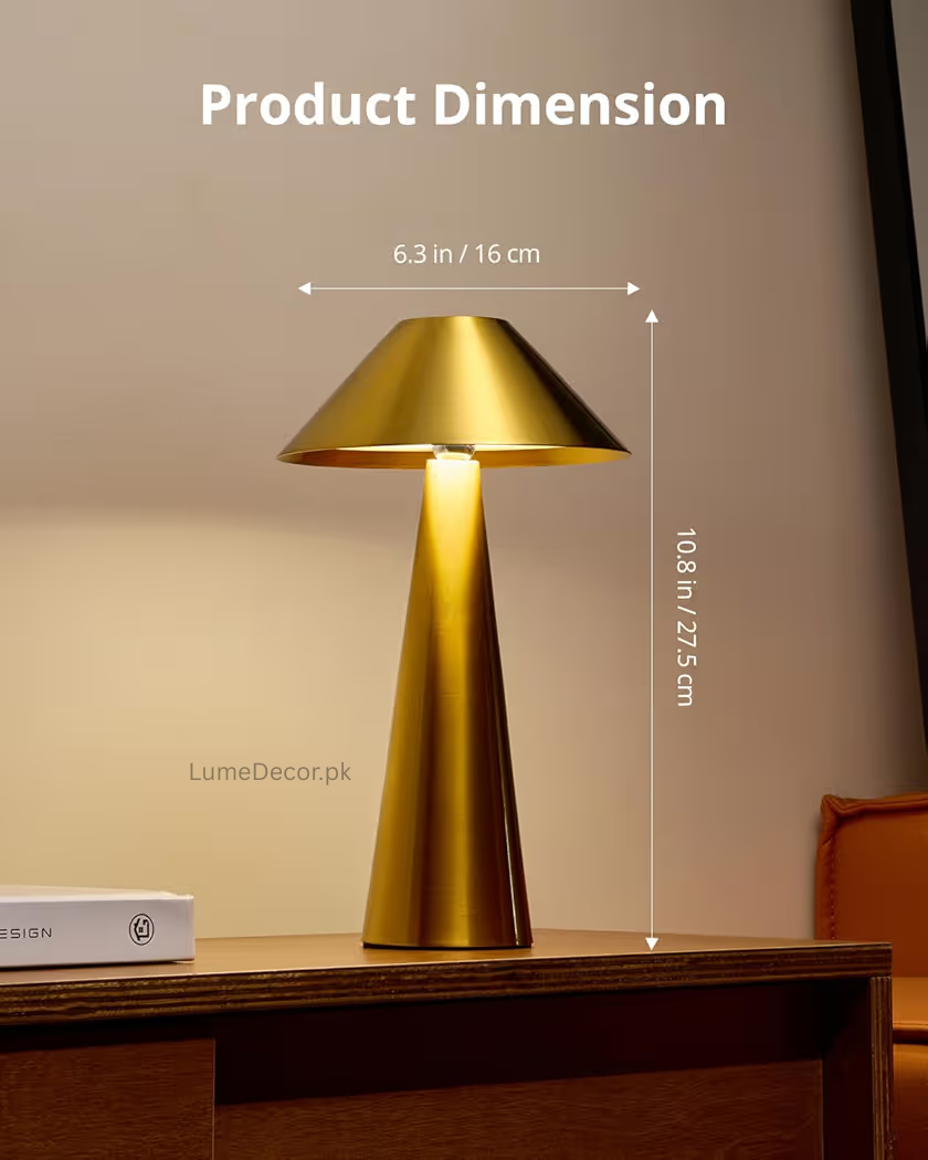 Truncated Cone Retro LED Desk Lamp with Rechargeable Battery and Straight Base | LumeDecor