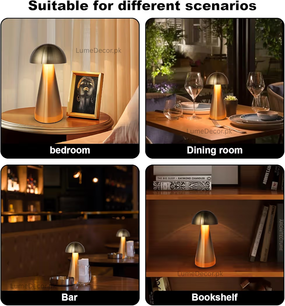 Umbrella Mushroom Shape LED Table Lamp with Rechargeable Battery | LumeDecor