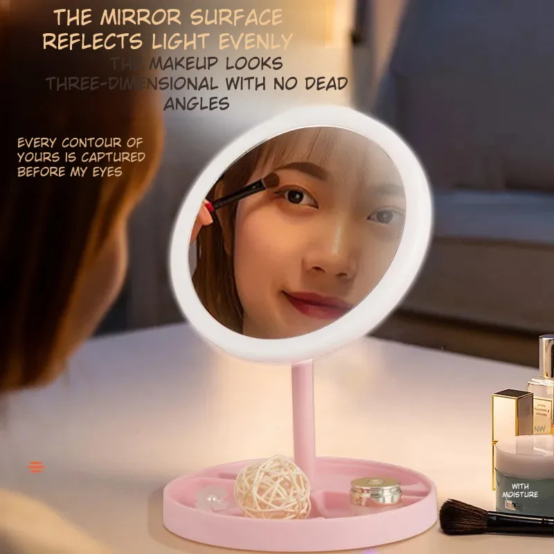 LED Makeup Mirror with Storage Tray – HD Mirror with Light & Organizer