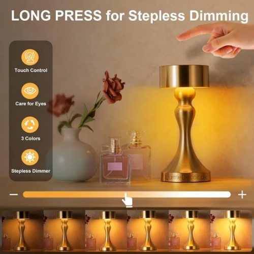 Oriental Dumbbell Shape LED Touch Lamp with Rechargeable Battery | Lume Decor