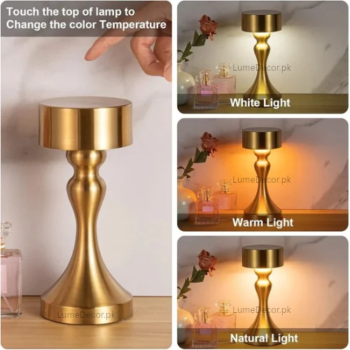 Oriental Dumbbell Shape LED Touch Lamp with Rechargeable Battery | Lume Decor