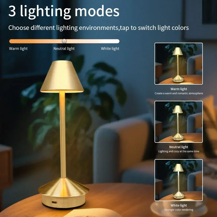 Modern Dimmable LED Table Lamp – Touch Control & Rechargeable Design