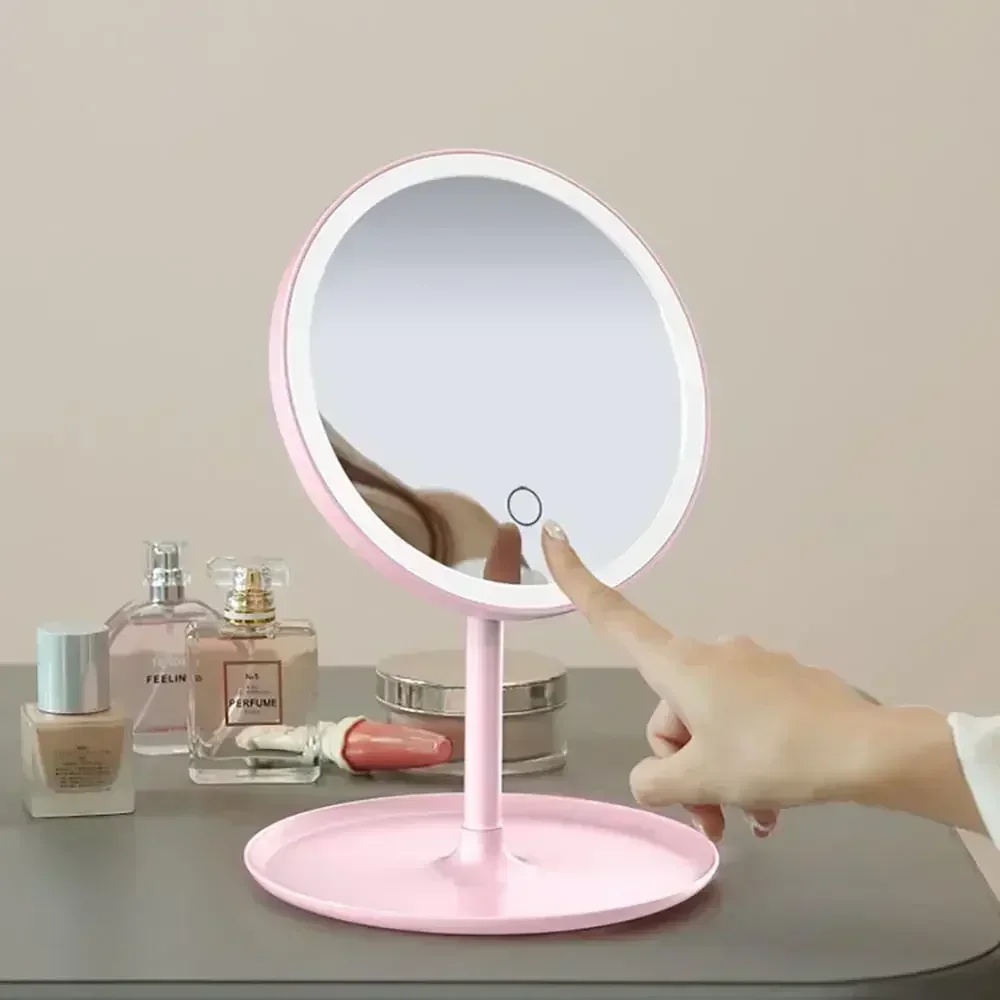 LED Makeup Mirror with Storage Tray – HD Mirror with Light & Organizer