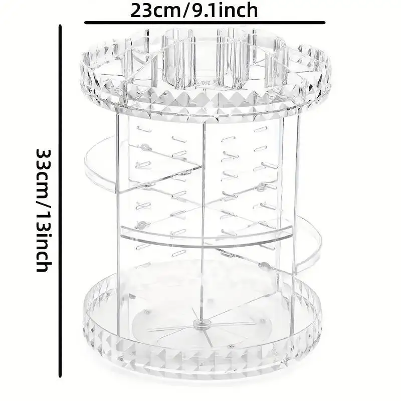 360° Rotating Crystal Makeup Organizer Adjustable Cosmetic Display Stand Box, Makeup Storage box for Vanity Bedroom & Bathroom