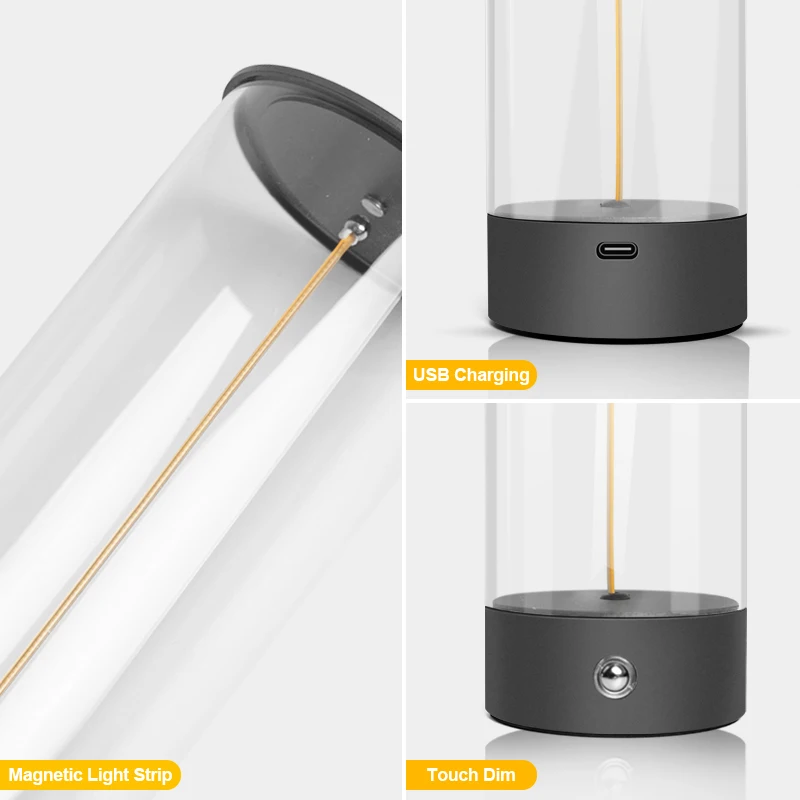 Minimalist LED Glass Tube Lamp with Unique Glow Pattern